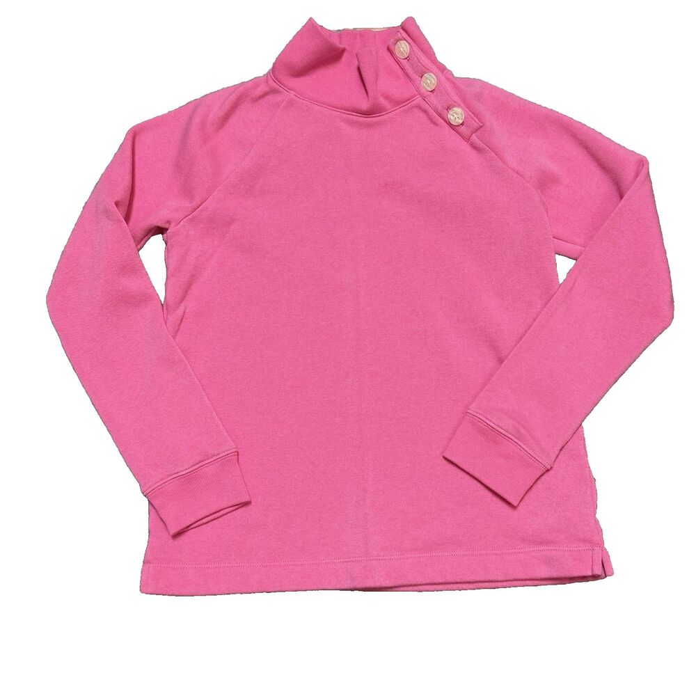 Crewcuts J Crew Girls Fuchsia Button Collar Pullover Sweatshirt L 10-11 Pink
